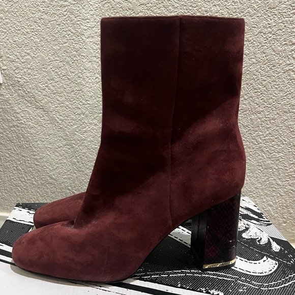 Michael Kors Burgundy Heeled Snake Boots - Picture 3 of 6